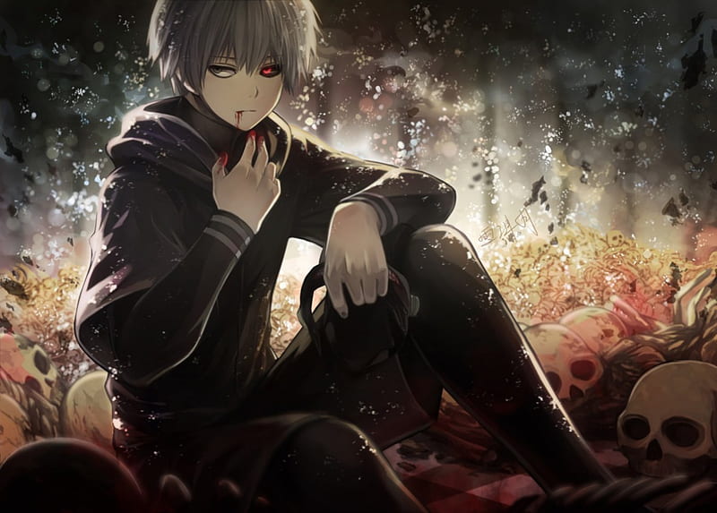 Tokyo Ghoul, scrary, white hair, game, horror, lights, anime, scary,  smiley, HD wallpaper | Peakpx