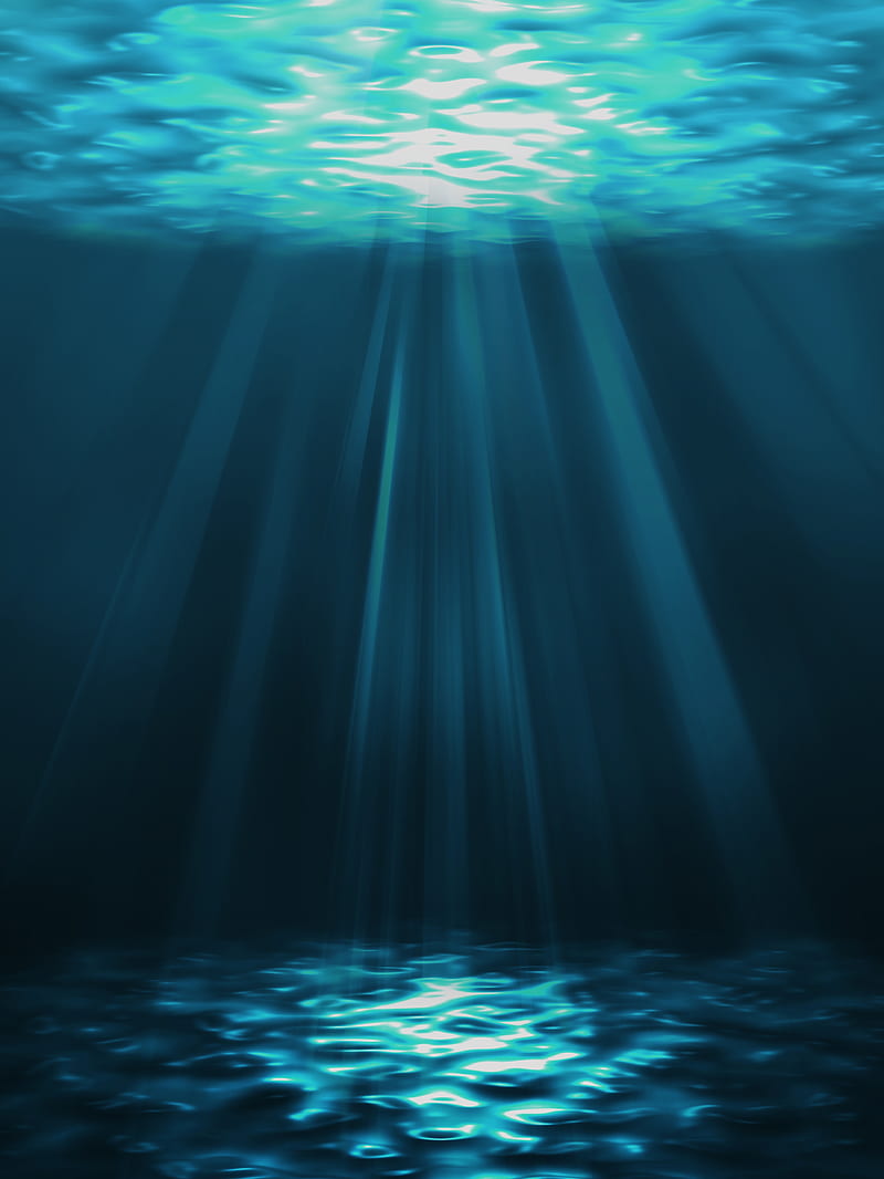 underwater, digital art, light, rays, Nature, HD phone wallpaper