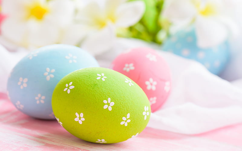 Easter eggs, macro, green painted egg, Easter, spring, Easter background, HD wallpaper