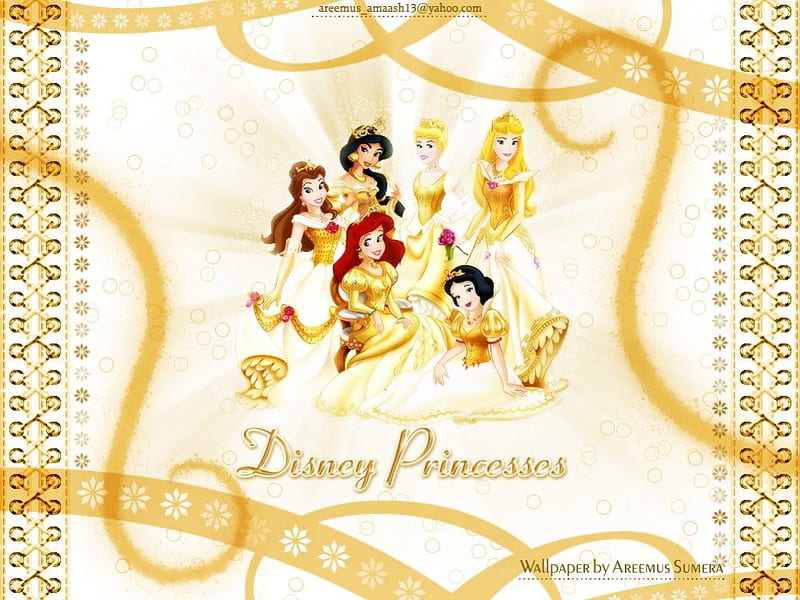 Disney Princesses With Gold Dresses, Disney, With, Princesses, Dresses, Gold, HD wallpaper