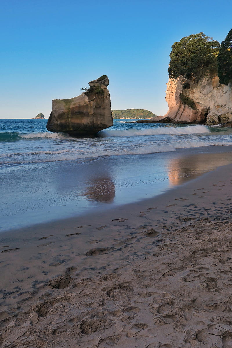 rocks, stones, coast, beach, sea, HD phone wallpaper