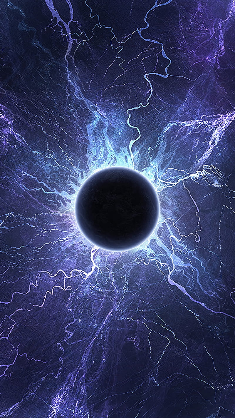 Electric Circle, hole, lightning, electricity, , space, planet, galaxy, universe, HD phone wallpaper