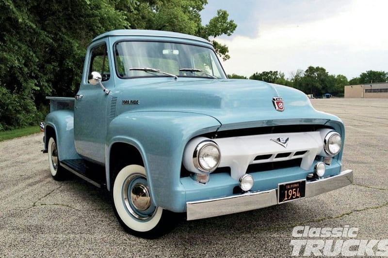 1954-Ford-F-100, Classic, 1954, Whitewalls, Truck, HD wallpaper