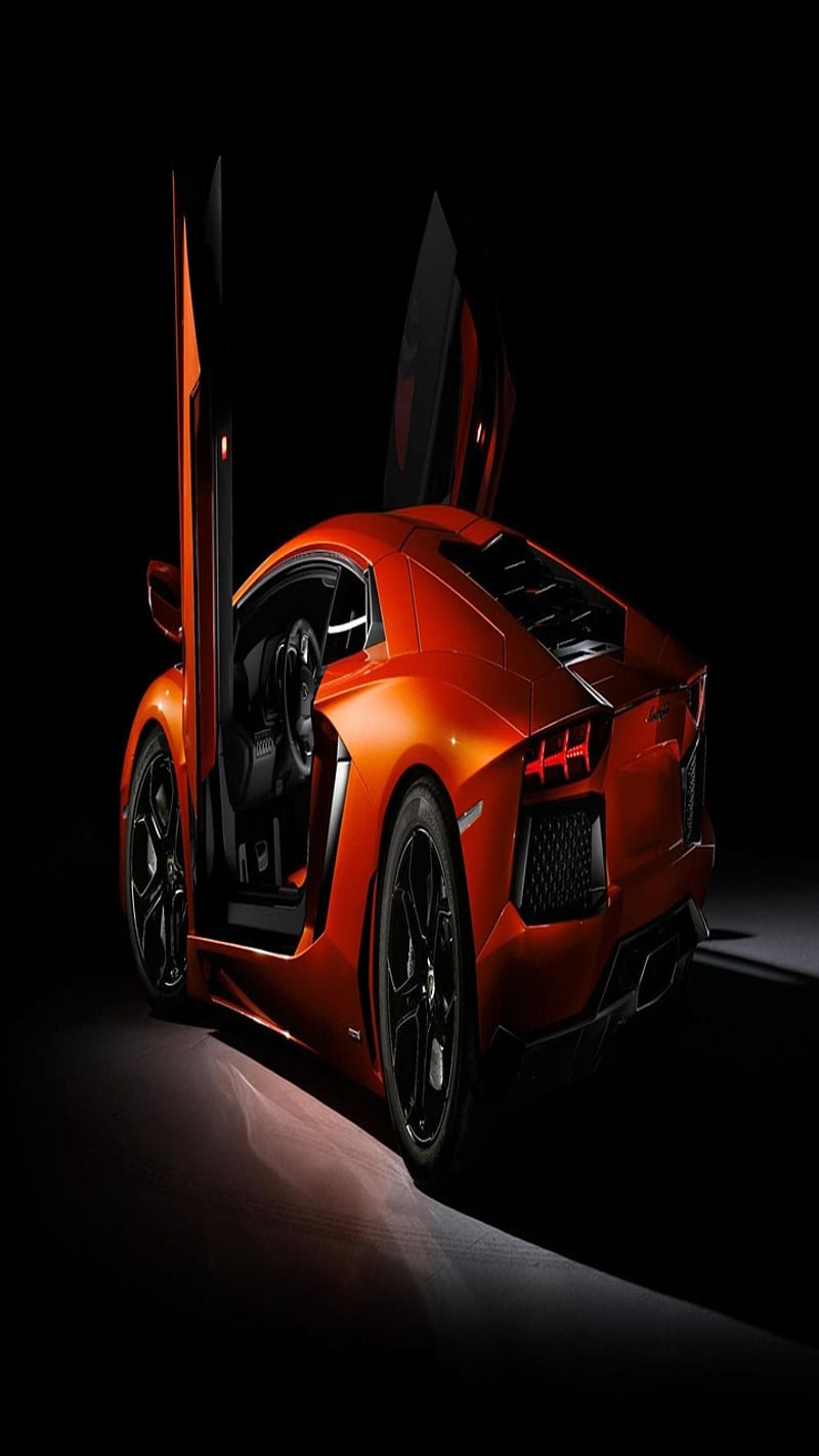Orange Lamborghini, car, comfort, cool, dark, ease, nice, outdoor, vehicles, HD phone wallpaper