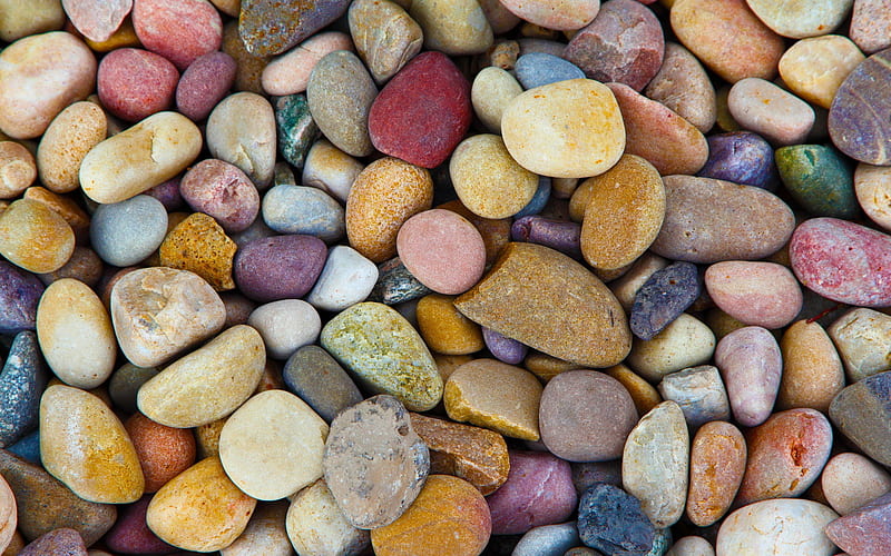 colorful pebbles, close-up, colorful stone texture, pebbles backgrounds, colorful pebbles texture, gravel textures, pebbles textures, stone backgrounds, colorful stones, colorful backgrounds, pebbles, HD wallpaper